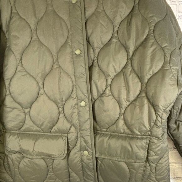 Offline by Aerie Military Green Cottagecore Casual Quilted Bomber Chore Jacket L - Picture 3 of 13
